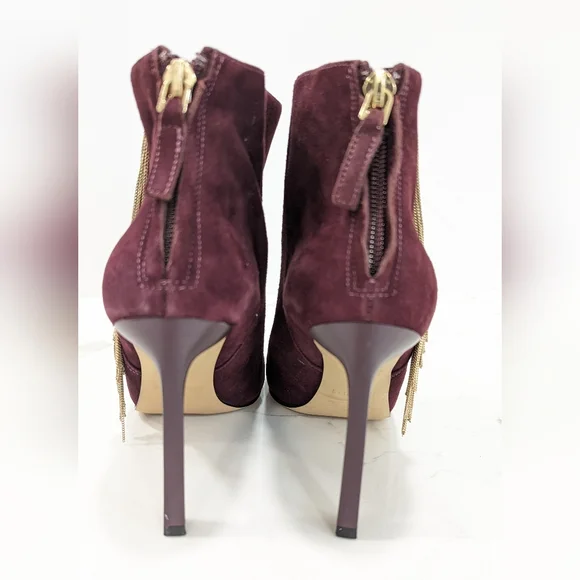 Nine West Womens 25021953-466 leather high heel Uloveit Ankle Bootie Wine Size 5 - Picture 4 of 12
